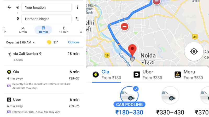 google -map-auto-cab-fares-for-delhi